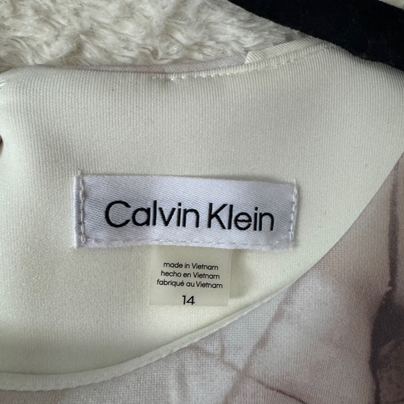 NWT Calvin Klein Marble Print Midi Dress - Cream and Gray - Picture 4 of 10